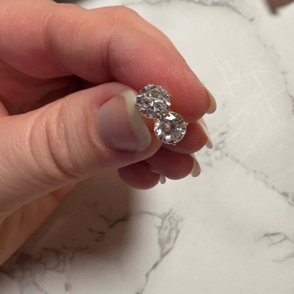 Cubic Zirconia Dainty 14k Gold Earrings